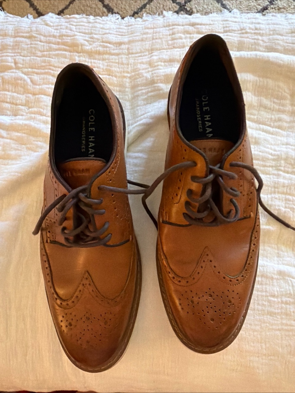 Cole Haan Mens 10.5 M Grand OS Wingtip Oxford Brown Leather Dress Shoe C34120